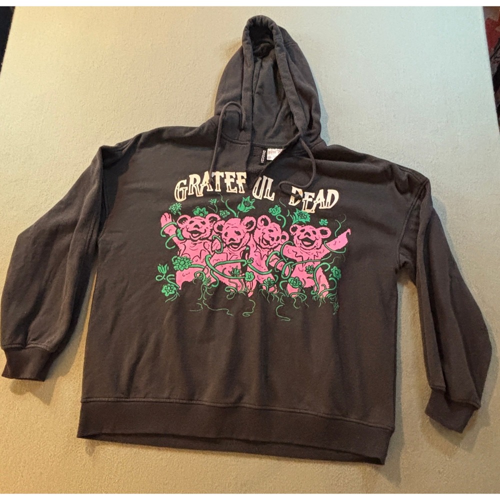 Grateful Dead H&M Divided Hoodie Womens L Black Dancing Bears Graphic Streetwear